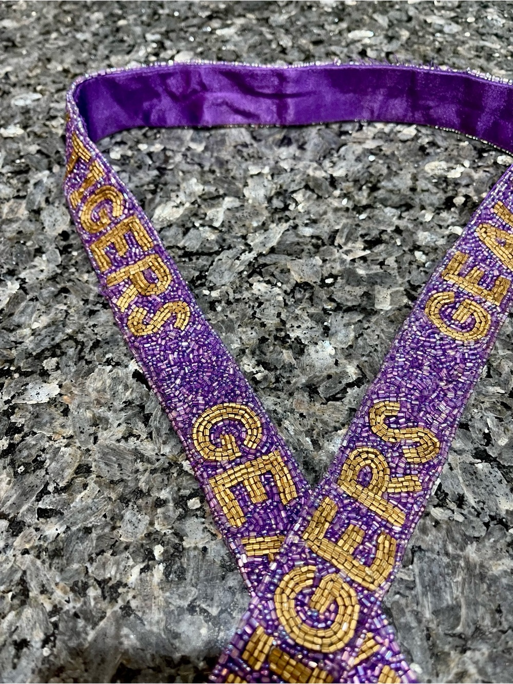 Beaded LSU ‘Geaux Tigers' Purple Crossbody Purse Replacement Strap - Picture 4 of 7